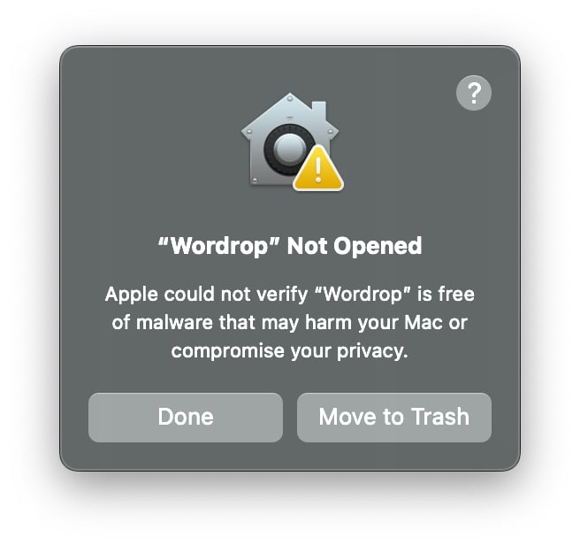 Another variant of the macOS security warning