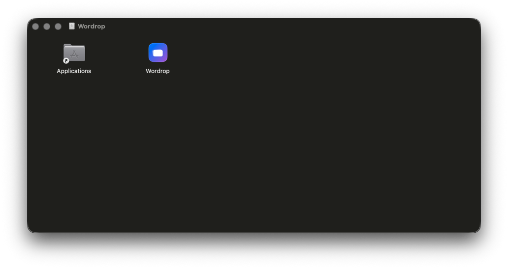 Cửa sổ DMG của Wordrop — kéo icon Wordrop vào thư mục Applications