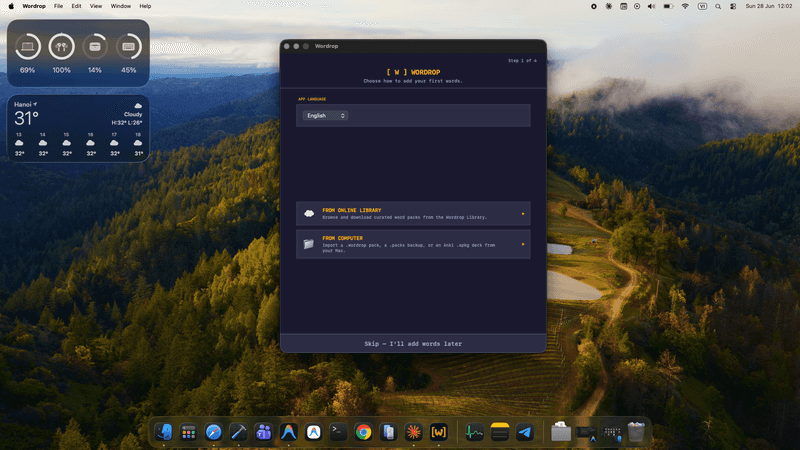 Wordrop onboarding - Step 1: Choose how to add your first words